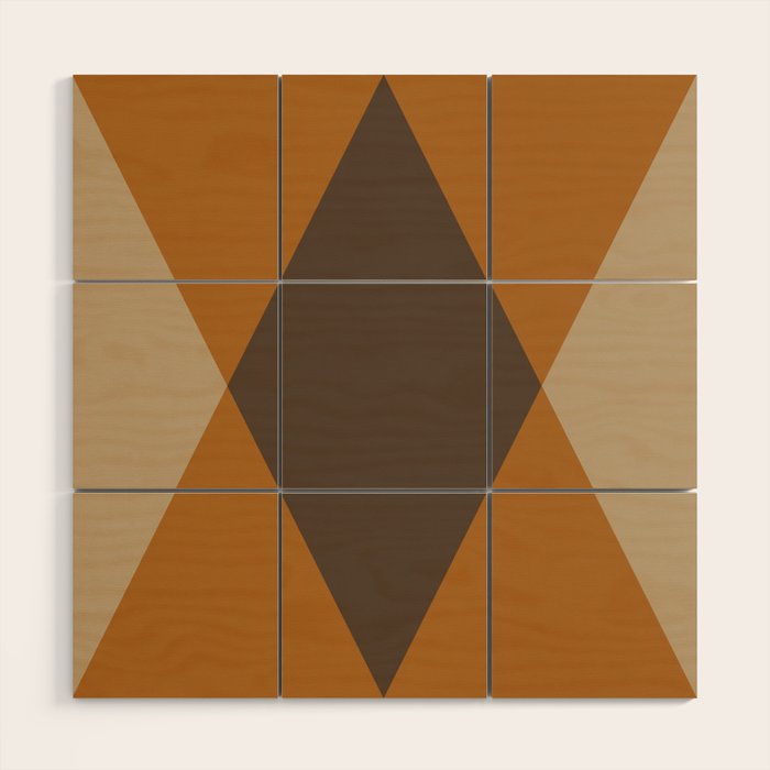 Retro Argyle Diamond Pattern Brown Caramel Wood Wall Art Gallery Image 1