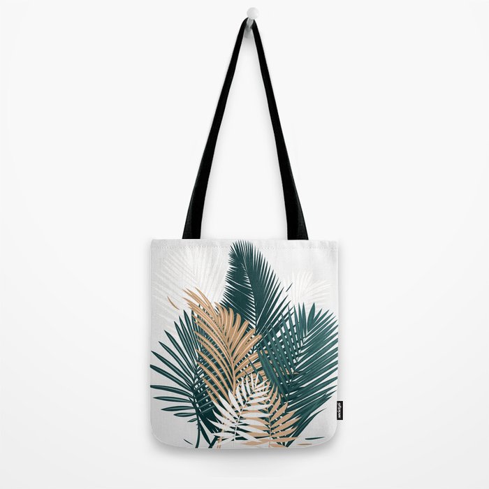 Gold and Green Palm Leaves Tote Bag Gallery Image 2