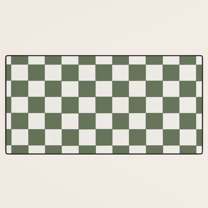Soft Checkerboard Muted Green Desk Mat Gallery Image 3