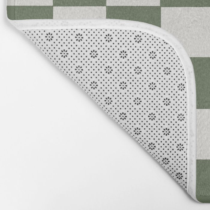 Soft Checkerboard Muted Green Bath Mat Gallery Image 2