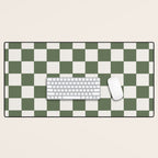 Soft Checkerboard Muted Green Desk Mat Gallery Image 1