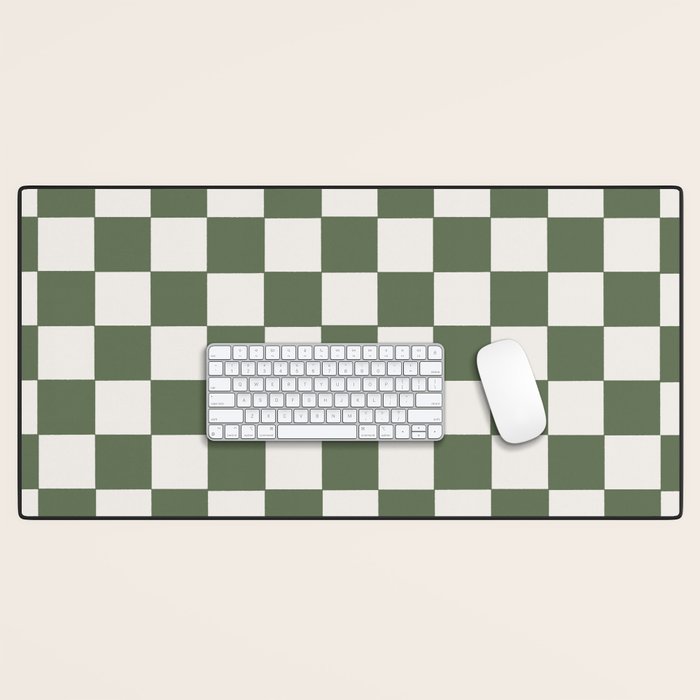Soft Checkerboard Muted Green Desk Mat Gallery Image 1