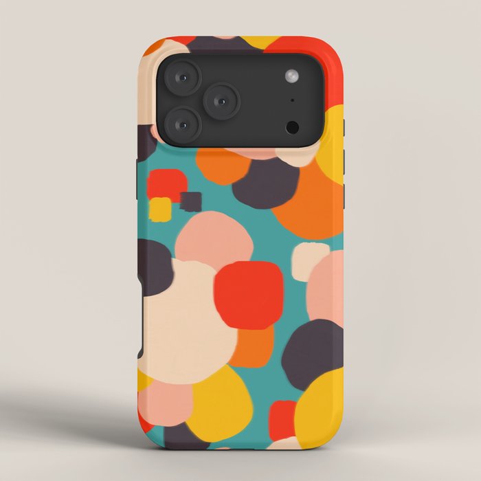 Happy Thoughts Rush In, Positivity Growth Mindset Abstract Painting, Colorful Retro Shapes Brush Strokes, Eclectic Bohemian Fun Celebration Confetti iPhone Case Gallery Image 4