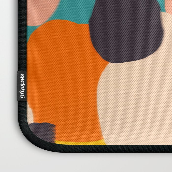 Happy Thoughts Rush In, Positivity Growth Mindset Abstract Painting, Colorful Retro Shapes Brush Strokes, Eclectic Bohemian Fun Celebration Confetti Laptop Sleeve Gallery Image 3