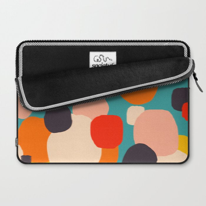 Happy Thoughts Rush In, Positivity Growth Mindset Abstract Painting, Colorful Retro Shapes Brush Strokes, Eclectic Bohemian Fun Celebration Confetti Laptop Sleeve Gallery Image 2