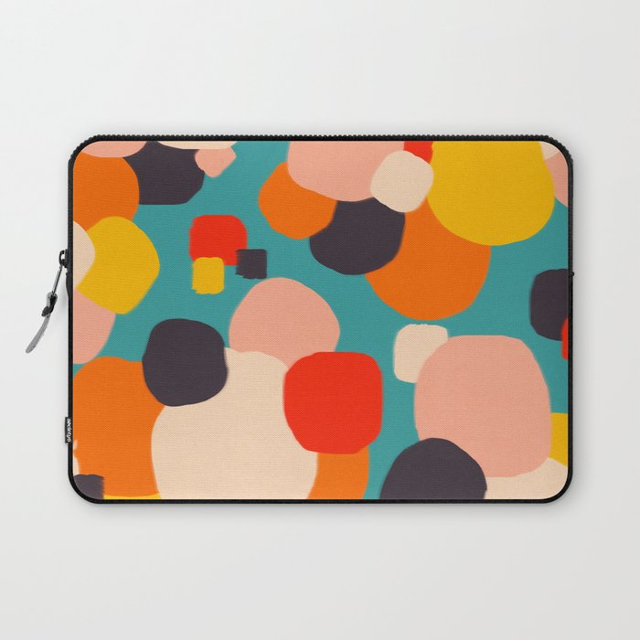 Happy Thoughts Rush In, Positivity Growth Mindset Abstract Painting, Colorful Retro Shapes Brush Strokes, Eclectic Bohemian Fun Celebration Confetti Laptop Sleeve Gallery Image 1