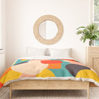 Happy Thoughts Rush In, Positivity Growth Mindset Abstract Painting, Colorful Retro Shapes Brush Strokes, Eclectic Bohemian Fun Celebration Confetti Duvet Cover Gallery Image 3
