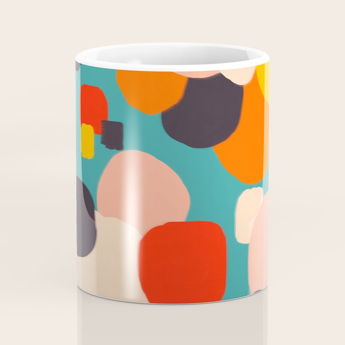 Happy Thoughts Rush In, Positivity Growth Mindset Abstract Painting, Colorful Retro Shapes Brush Strokes, Eclectic Bohemian Fun Celebration Confetti Coffee Mug Gallery Image 4