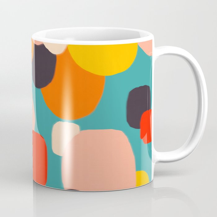 Happy Thoughts Rush In, Positivity Growth Mindset Abstract Painting, Colorful Retro Shapes Brush Strokes, Eclectic Bohemian Fun Celebration Confetti Coffee Mug Gallery Image 1