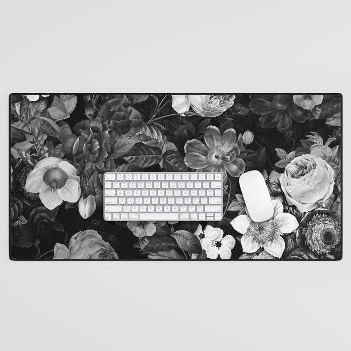 Black and White Garden Desk Mat Gallery Image 1