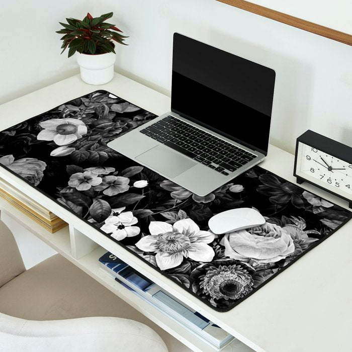 Black and White Garden Desk Mat Gallery Image 2