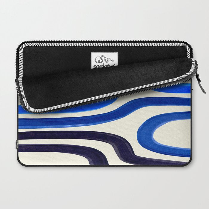 Electric Blues Fun Colorful Mid Century Modern Abstract Painting Shapes Pattern Laptop Sleeve Gallery Image 2