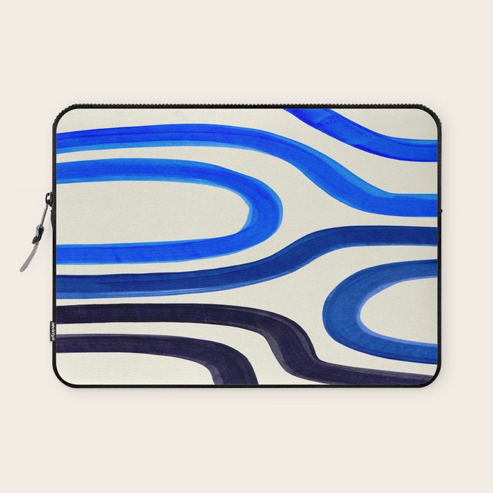 Electric Blues Fun Colorful Mid Century Modern Abstract Painting Shapes Pattern Laptop Sleeve Gallery Image 1