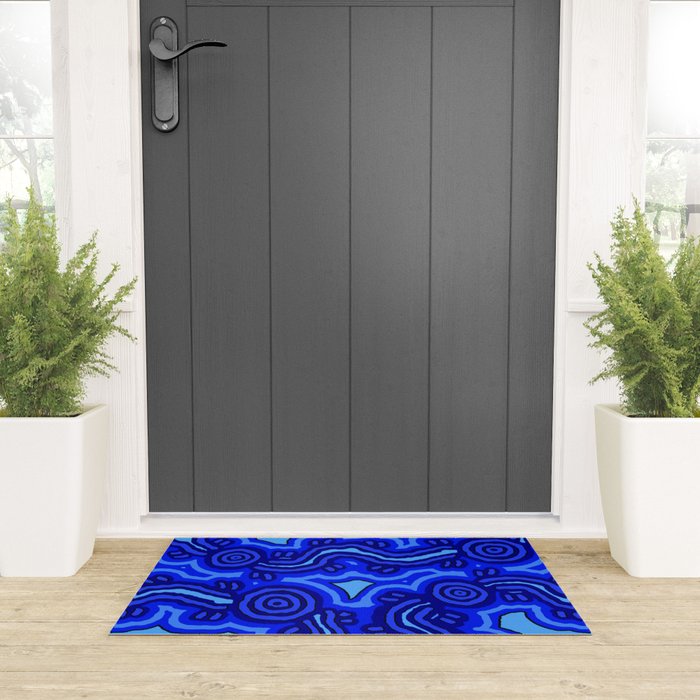 Authentic Aboriginal Art - Blue Campsites Welcome Mat Gallery Image 3
