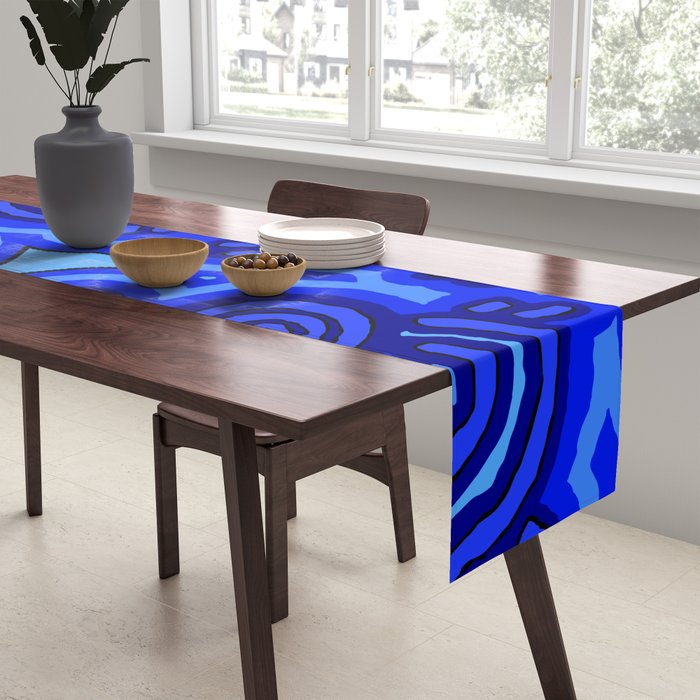 Authentic Aboriginal Art - Blue Campsites Table Runner Gallery Image 2