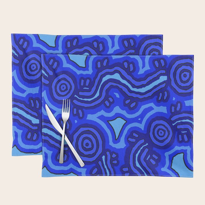 Authentic Aboriginal Art - Blue Campsites Placemat Gallery Image 1