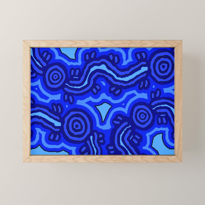 Authentic Aboriginal Art - Blue Campsites Mini Art Print Gallery Image 1