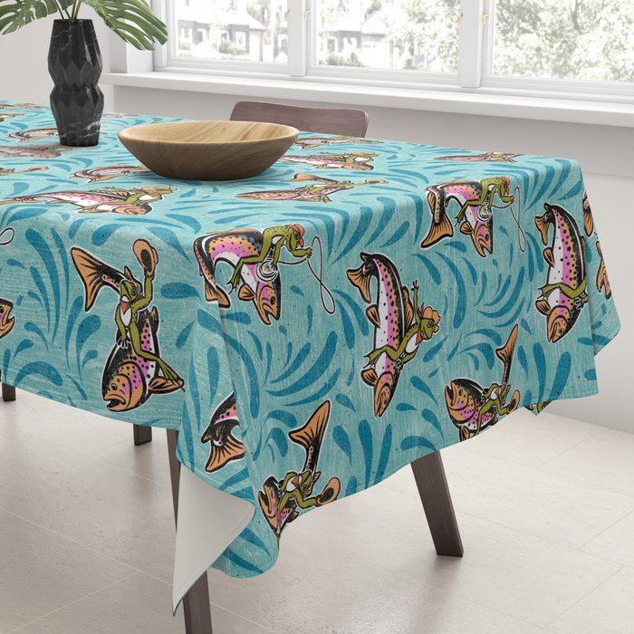 Rodeo Frogs - Aqua Tablecloth Gallery Image 3