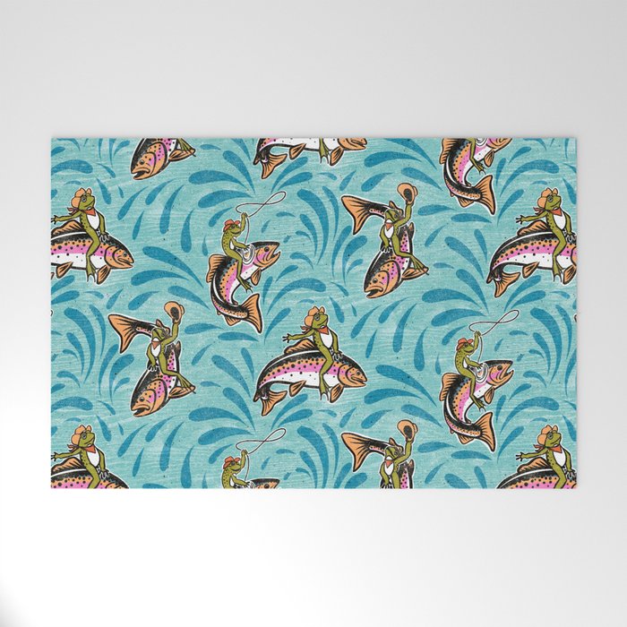 Rodeo Frogs - Aqua Welcome Mat Gallery Image 1