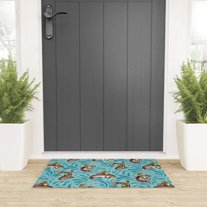Rodeo Frogs - Aqua Welcome Mat Gallery Image 3