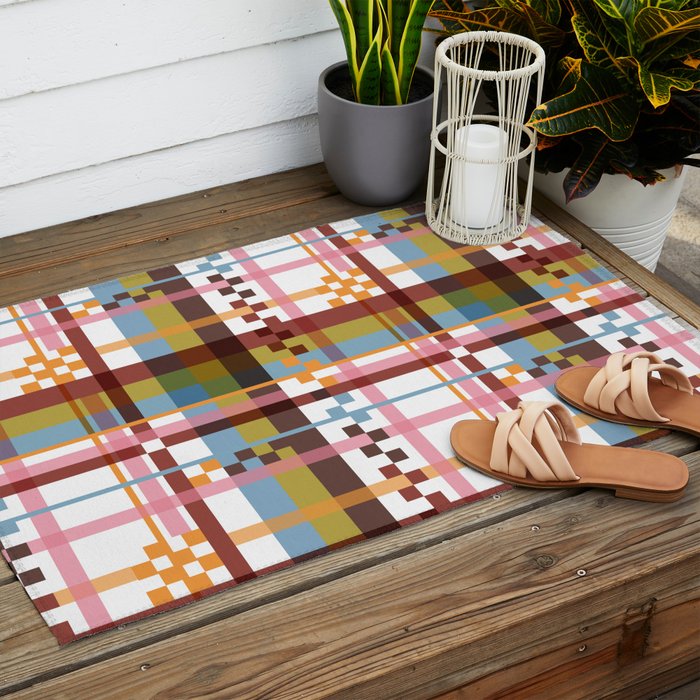 Bold Grid Aesthetic Outdoor Rug Gallery Image 2
