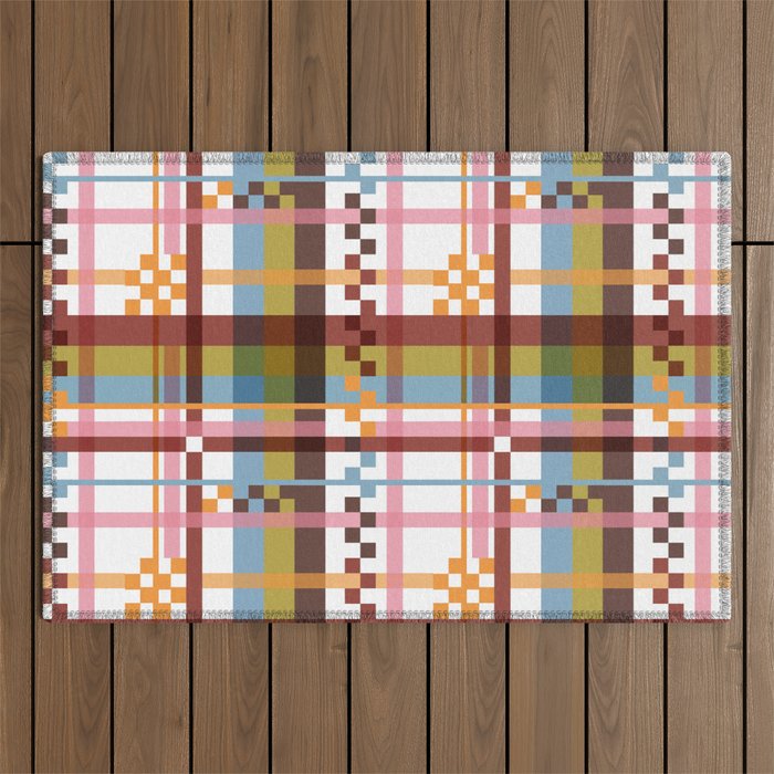 Bold Grid Aesthetic Outdoor Rug Gallery Image 1