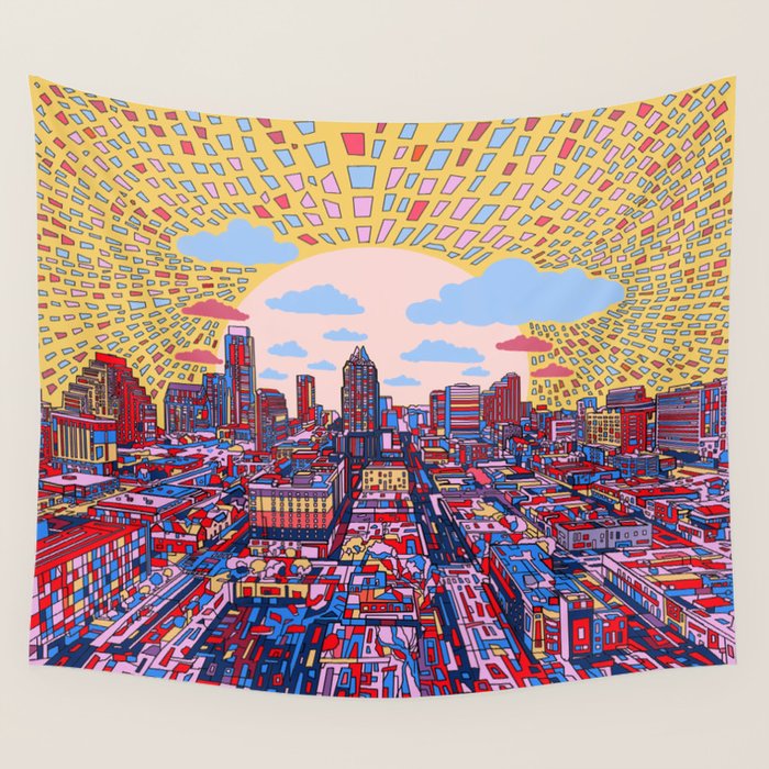 austin texas city skyline Wall Tapestry Gallery Image 4