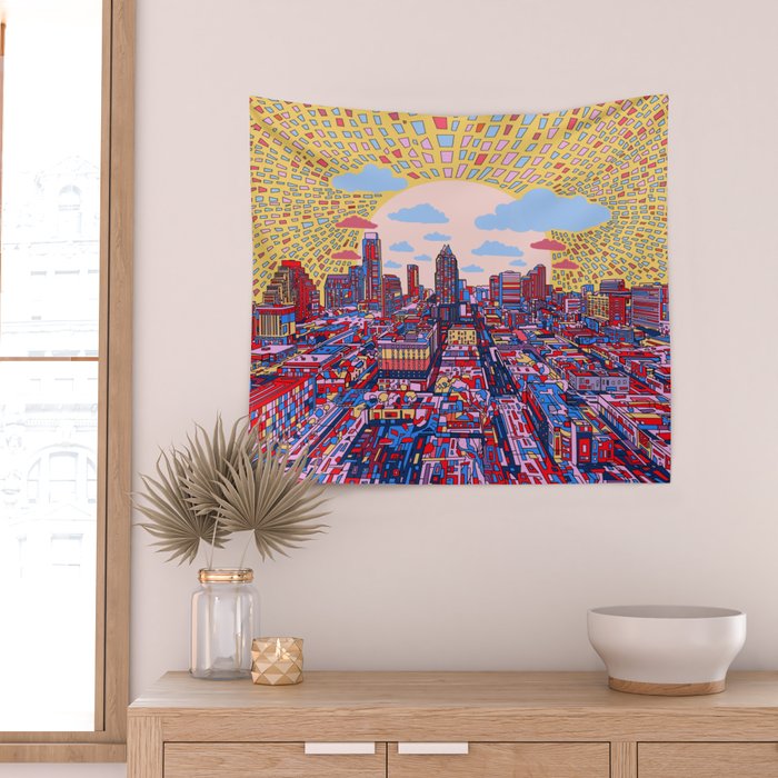 austin texas city skyline Wall Tapestry Gallery Image 2