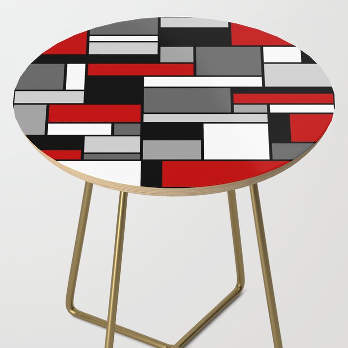 Mid Century Modern Color Blocks in Red, Gray, Black and White Side Table Gallery Image 2