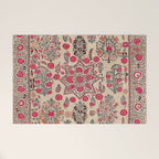 Ura Tube  Antique Tajik Suzani Embroidery Print Welcome Mat Gallery Image 1