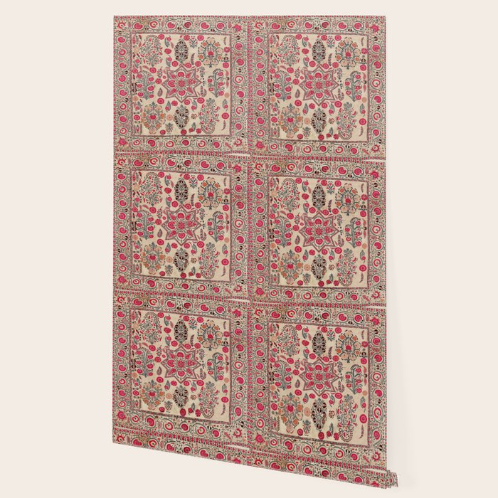 Ura Tube  Antique Tajik Suzani Embroidery Print Wallpaper Gallery Image 2