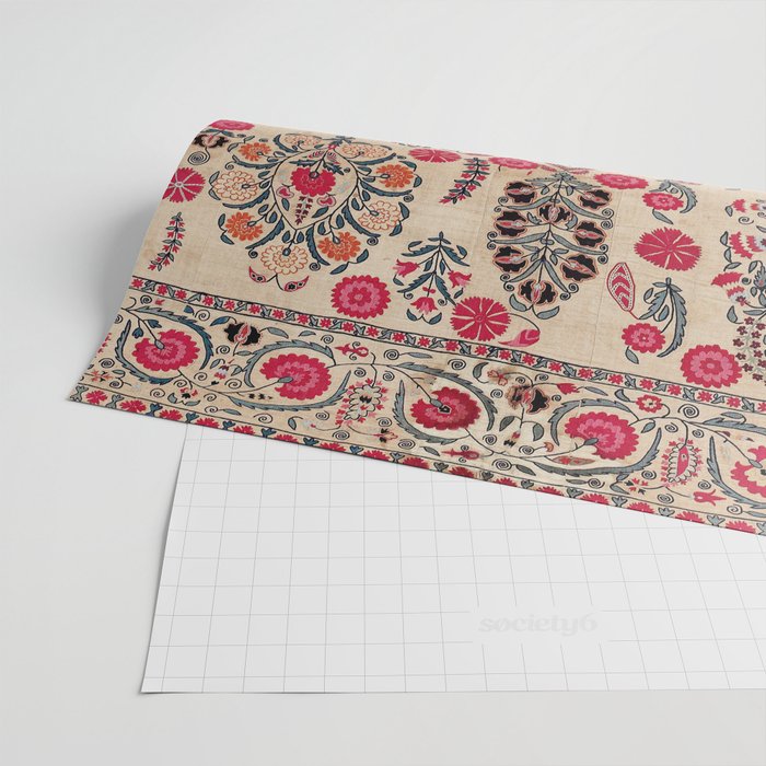 Ura Tube  Antique Tajik Suzani Embroidery Print Wrapping Paper Gallery Image 2