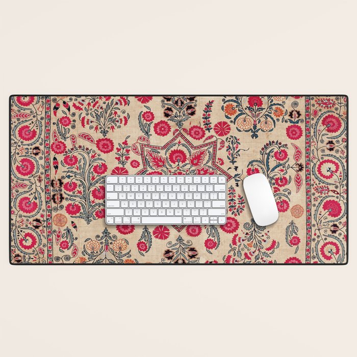 Ura Tube  Antique Tajik Suzani Embroidery Print Desk Mat Gallery Image 1