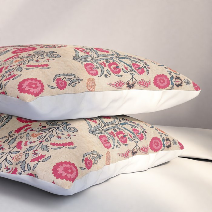 Ura Tube  Antique Tajik Suzani Embroidery Print Pillow Sham Gallery Image 3