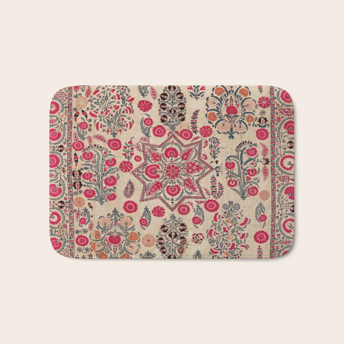 Ura Tube  Antique Tajik Suzani Embroidery Print Bath Mat Gallery Image 1