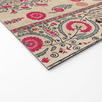 Ura Tube  Antique Tajik Suzani Embroidery Print Welcome Mat Gallery Image 2