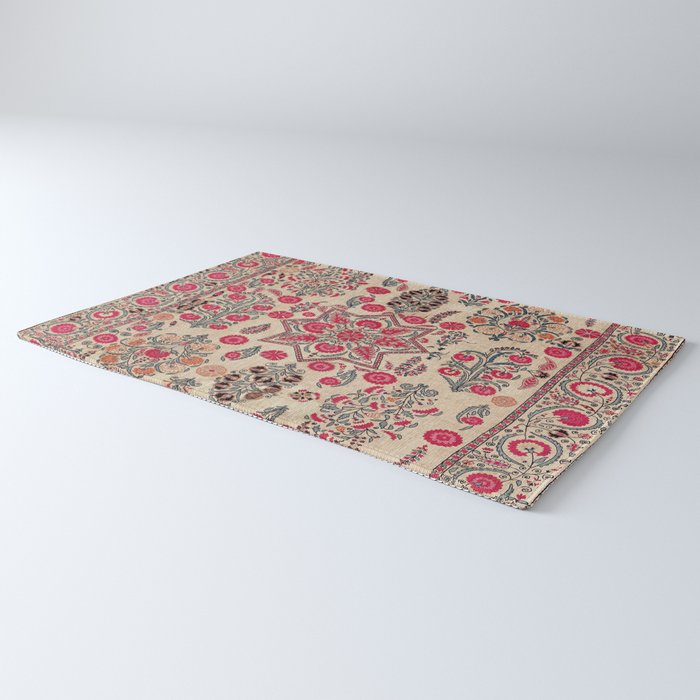 Ura Tube  Antique Tajik Suzani Embroidery Print Rug Gallery Image 3