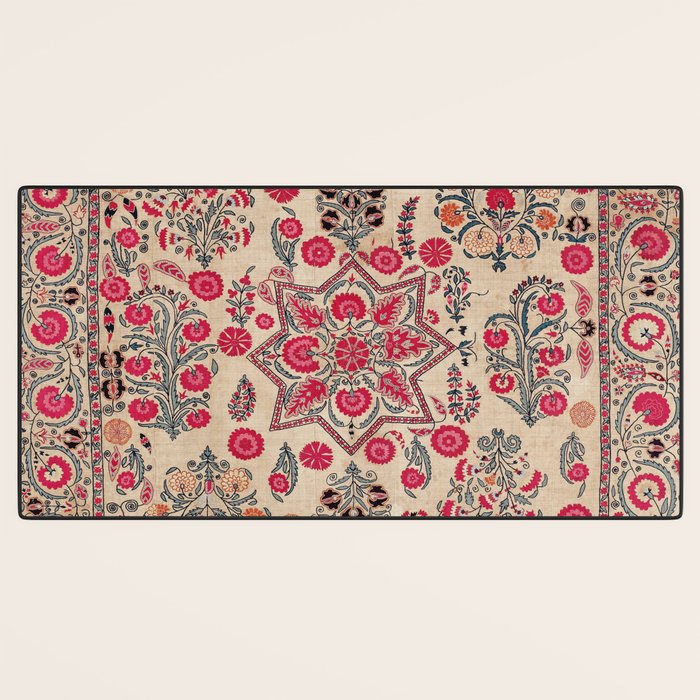 Ura Tube  Antique Tajik Suzani Embroidery Print Desk Mat Gallery Image 3