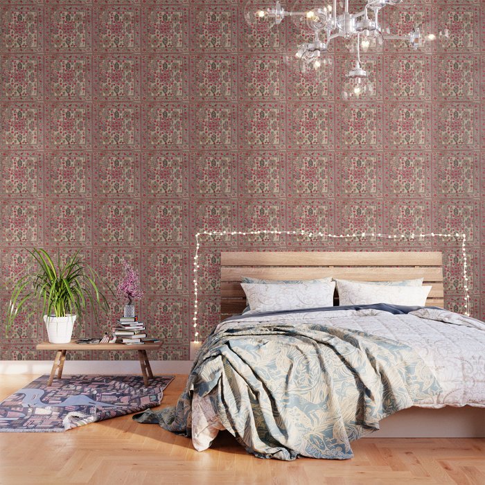 Ura Tube  Antique Tajik Suzani Embroidery Print Wallpaper Gallery Image 1