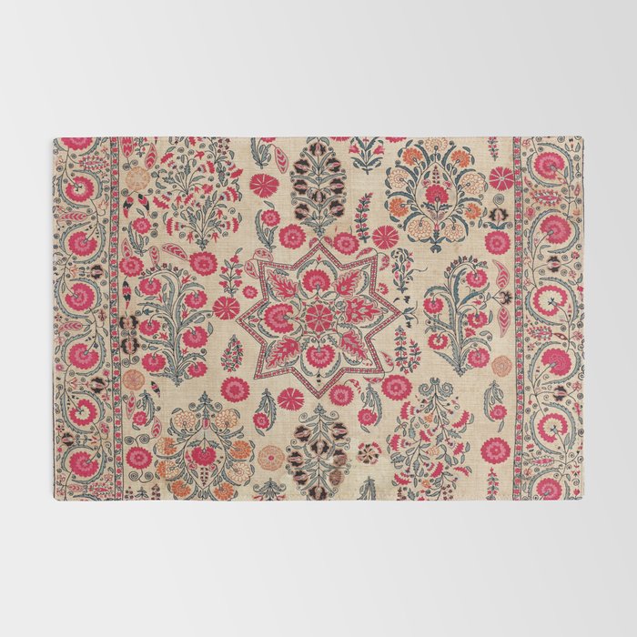 Ura Tube  Antique Tajik Suzani Embroidery Print Rug Gallery Image 2