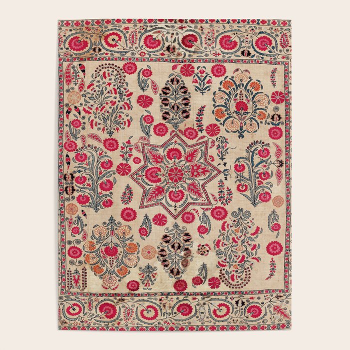 Ura Tube  Antique Tajik Suzani Embroidery Print Poster Gallery Image 1