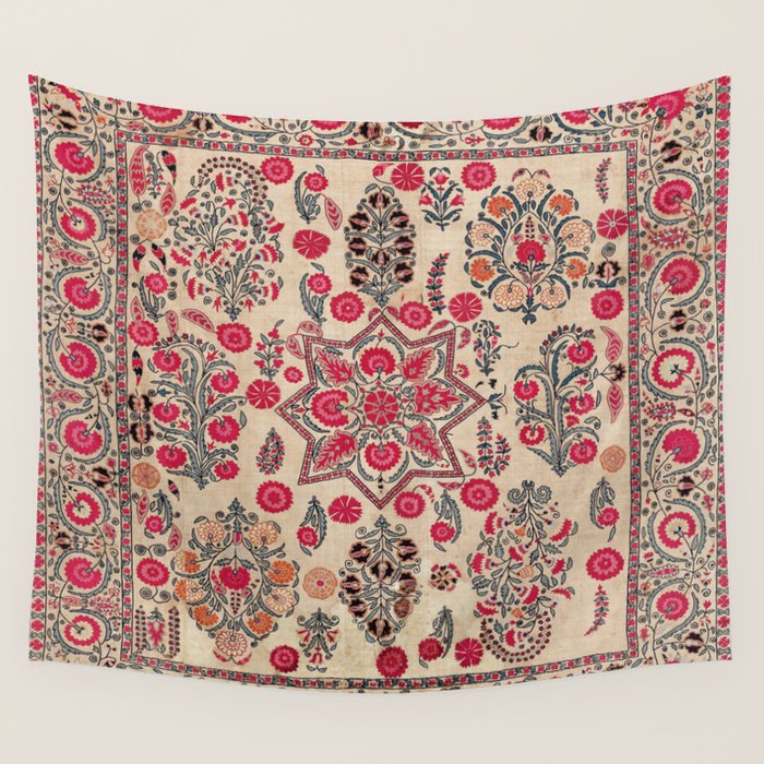 Ura Tube  Antique Tajik Suzani Embroidery Print Wall Tapestry Gallery Image 1