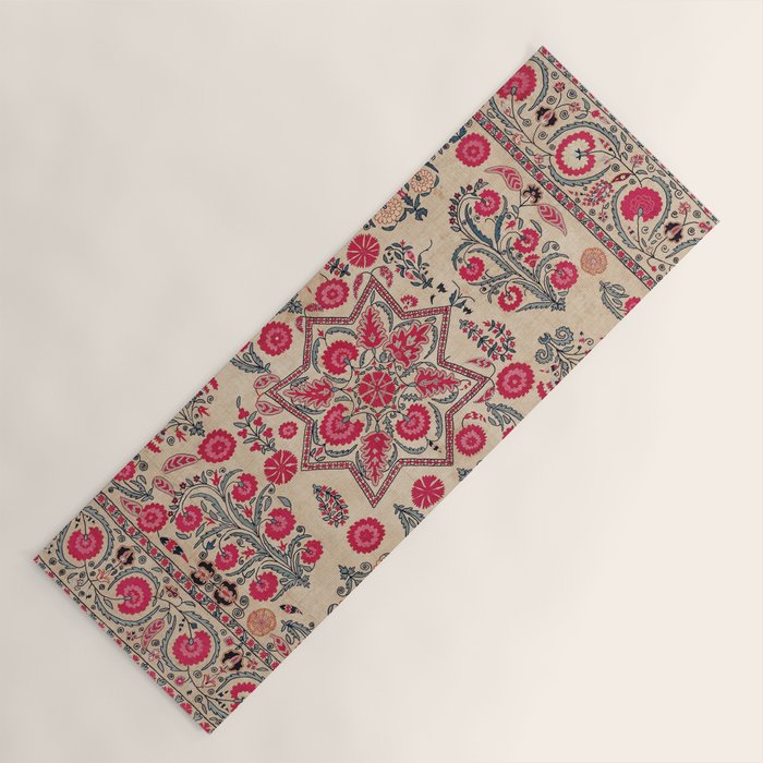 Ura Tube  Antique Tajik Suzani Embroidery Print Yoga Mat Gallery Image 1