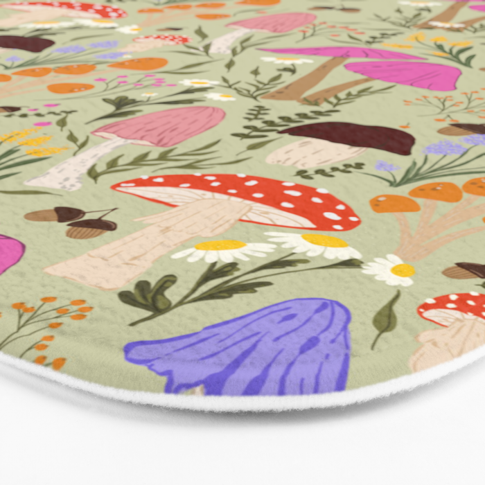 Colourful mushrooms, flowers and berries illustration  Bath Mat Gallery Image 3