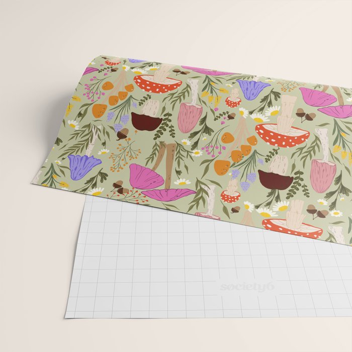 Colourful mushrooms, flowers and berries illustration  Wrapping Paper Gallery Image 2