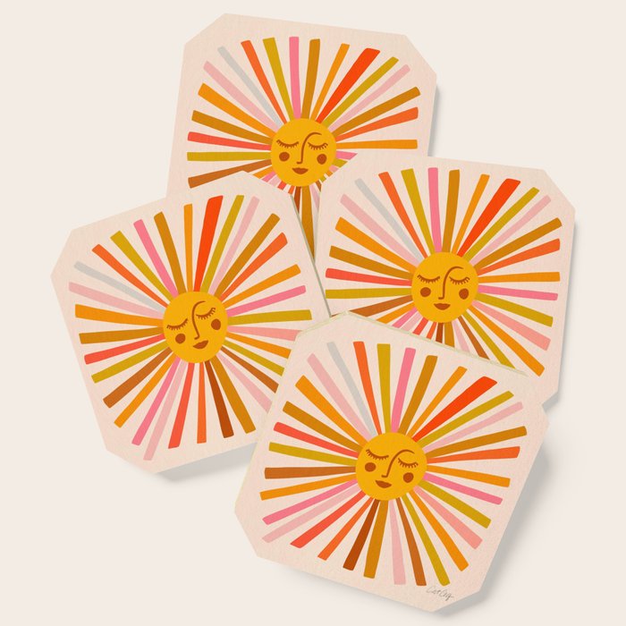 Sunshine - Retro Ochre Palette Coaster Gallery Image 1