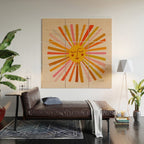 Sunshine - Retro Ochre Palette Wood Wall Art Gallery Image 2