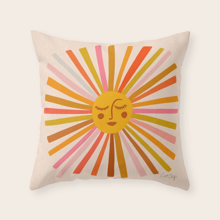Sunshine - Retro Ochre Palette Throw Pillow Gallery Image 1
