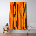 Mid Century Modern Retro Lounge Striped Ogee Pattern in Vintage 70s Brown and Orange Window Curtain Gallery Image 5