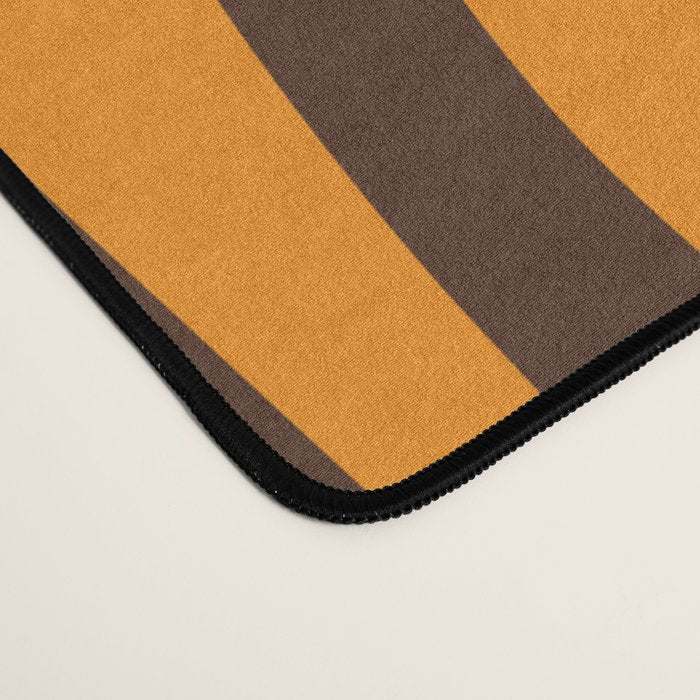 Mid Century Modern Retro Lounge Striped Ogee Pattern in Vintage 70s Brown and Orange Desk Mat Gallery Image 4